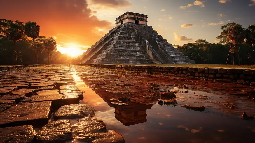 Visitantes recorriendo la zona arqueológica de Chichén Itzá